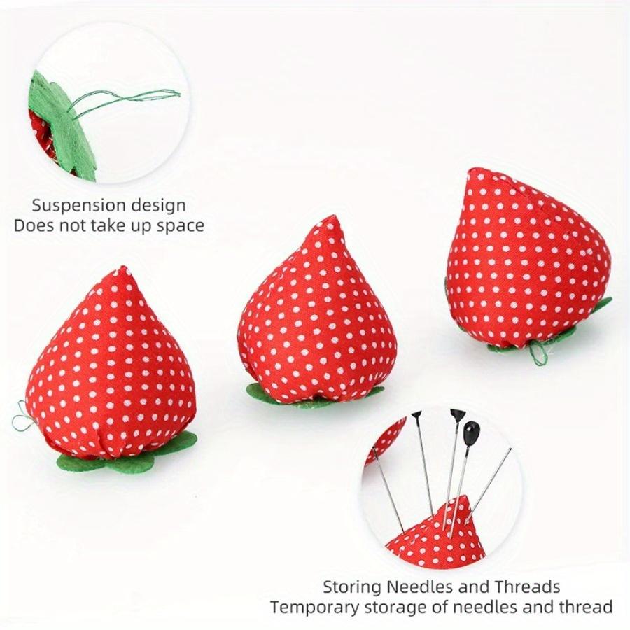2Pcs Soft Strawberry Sewing Needle Pin Cushion DIY Cross Stitch Tool Pincushions with Elastic Wrist Belt Sewing Accessories