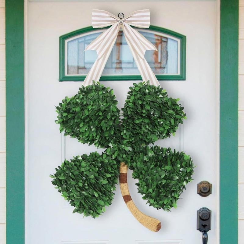 Multipurpose Patrick's Day Wreath Four Leaf Clovers Pendant For Wall And Door Party Decoration Home Accessory