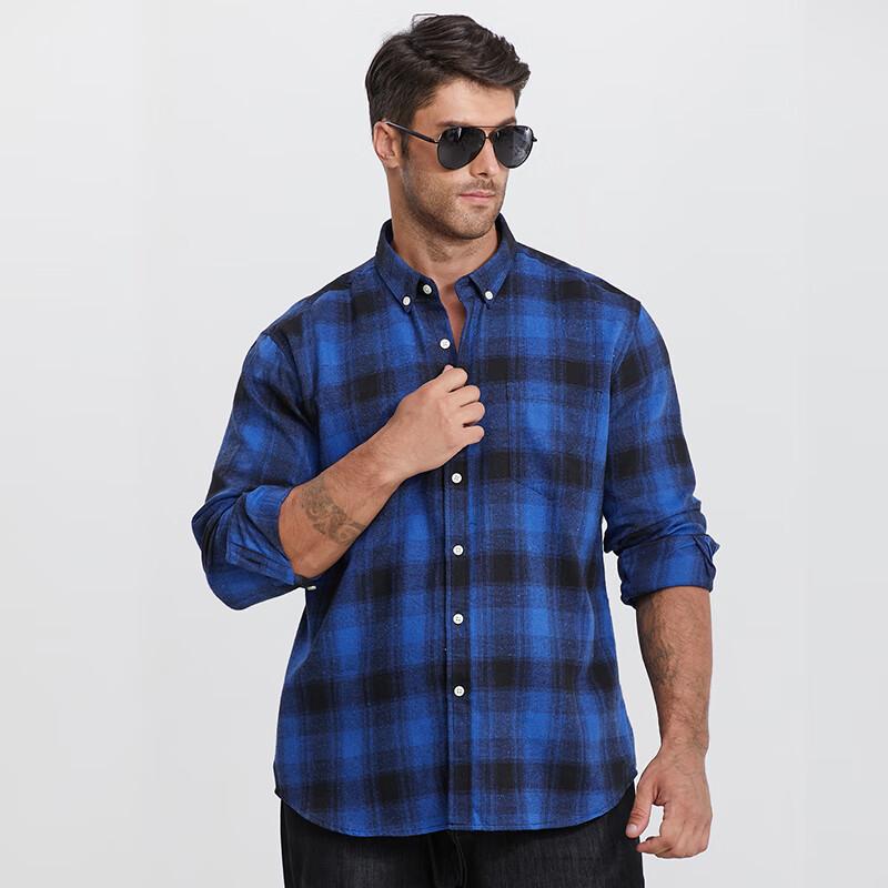 Men's Plus Size Brushed Long Sleeve Plaid Shirt