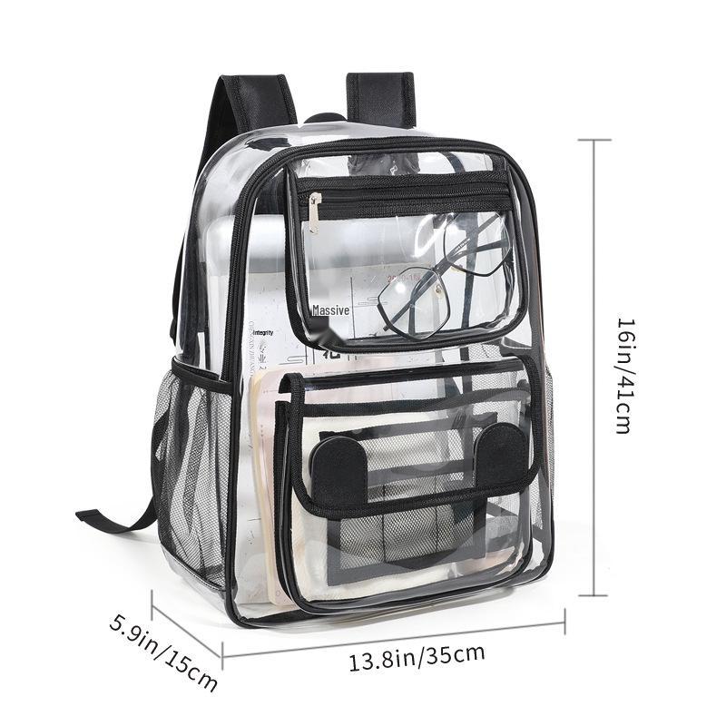 Transparent PVC Backpack for School or Concerts - Large Capacity Bookbag