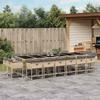 17 Piece Garden Dining Set with Cushions Beige Mix Poly Rattan