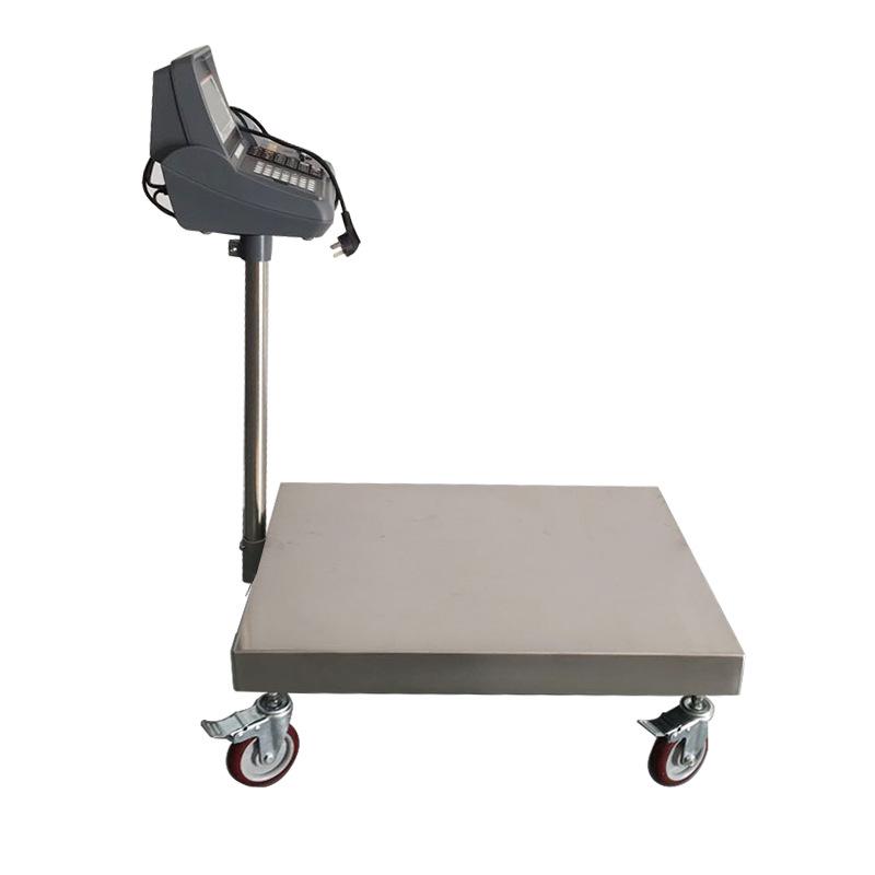 High-Precision 300kg Stainless Steel Electronic Bench Scale with Wheels & QR Code Printing