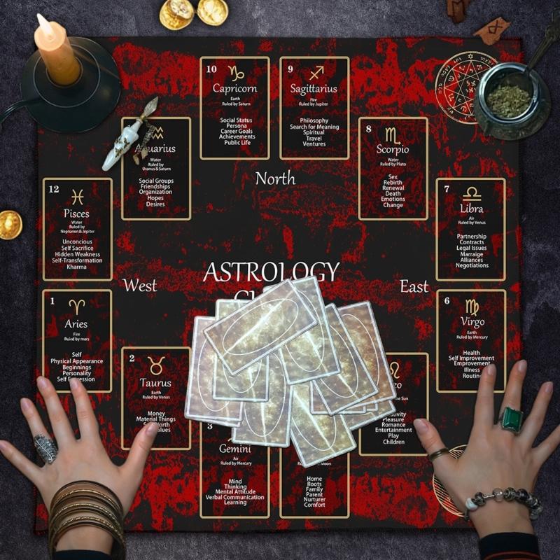Tarots Tablecloth Constellations Pattern Astrology Altars Cloth Divinations Card Table Cloth Tapestry Witchcrafts Supply