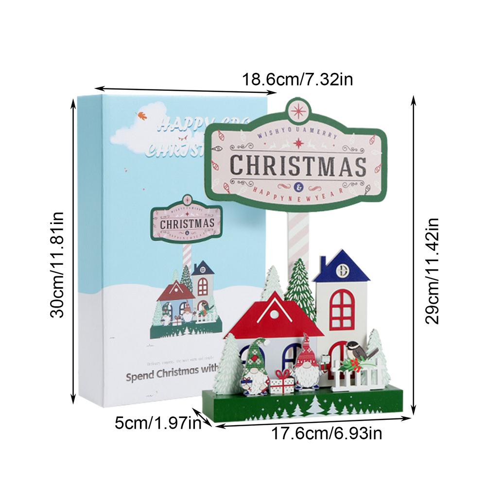 Christmas Wooden House Table Sign Merry Christmas Wood Table Signs Christmas Winter House Ornaments Decorative Table Centerpiece