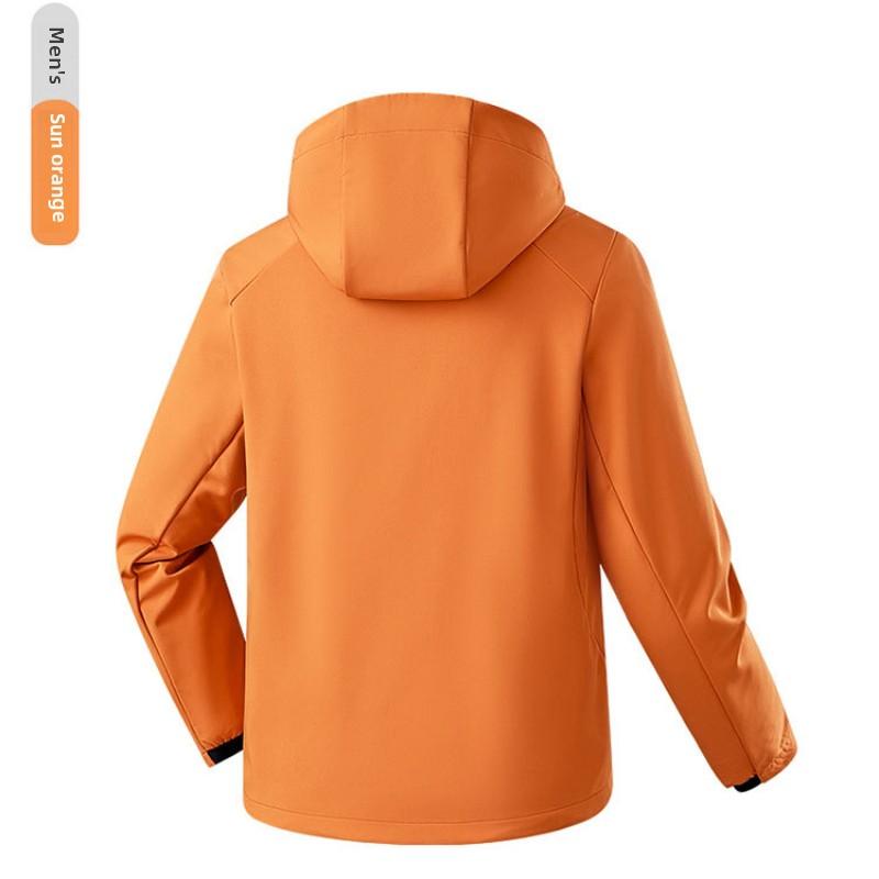 Outdoor Soft Shell Men's and Women's Windproof Waterproof Warm Fashion Composite Waffle One-piece Fleece Hooded Jacket