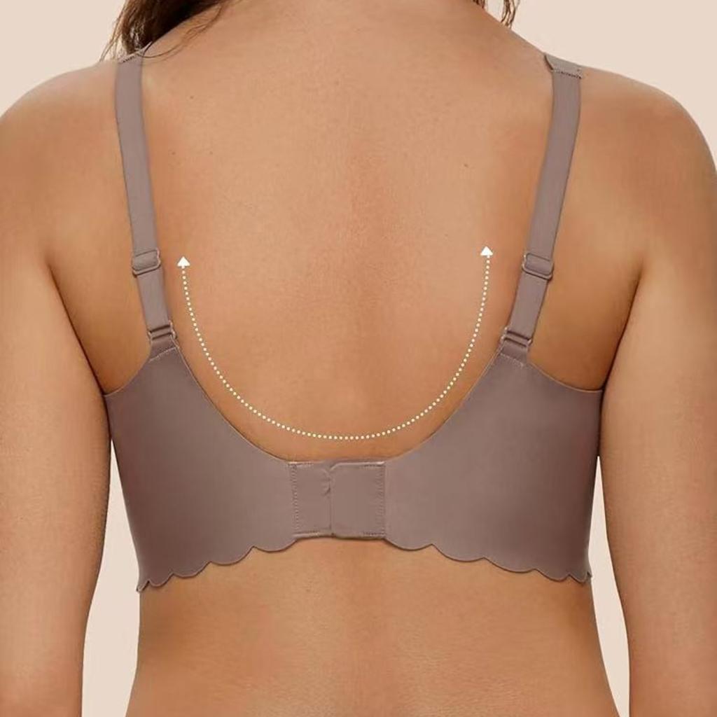 European Seamless Deep V Bra for Women Gathered Side Bust Coverage Anti-Sagging Daily Comfort Intimates