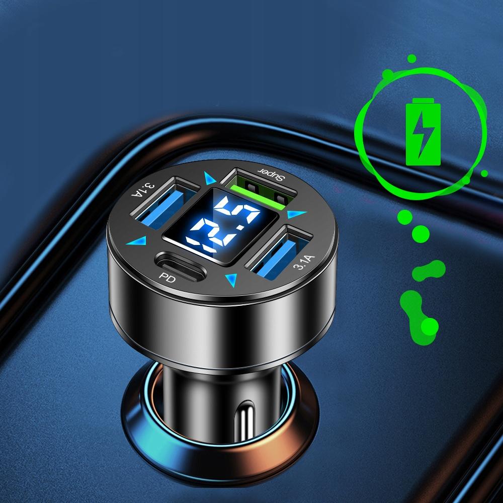 Fast 3.1A Car Charger Led Qc 3.0 X3 Usb + Pd 66W Koanni