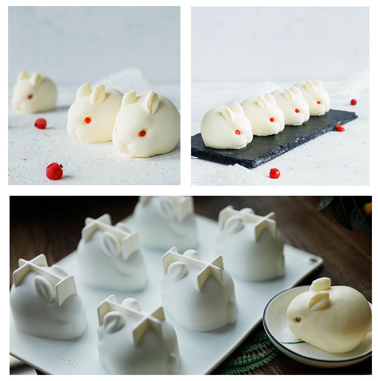 1PC Easter Rabbit Shape 6 Grids Silicone Mousse Cake Mold Soap Making Tools Pastry Baking Molds Form for Plaster DIY