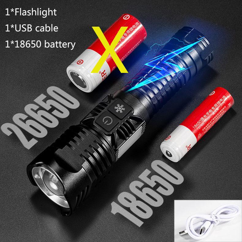 Powerful Laser Flashlight Convoy Torch Light 26650 Battery Lamp With Power Bank Outdoor Lighting Zoom Rechargeable Flashlights