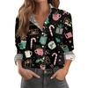 Women's Christmas Print Casual Half-Open Collar Long Sleeve Shirt