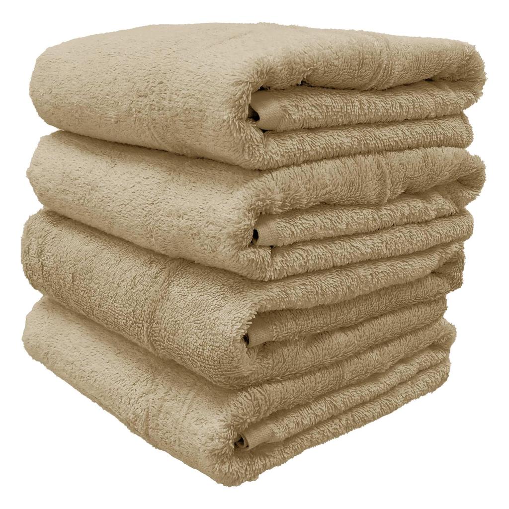 Fuwarira Large Bath Highly Low Caramel Set of 4 Hotel-Like Towels, 80x140cm, 100% Cotton, Thick, Hotel-Quality, Absorbent, Shedding, Gift, Milk,