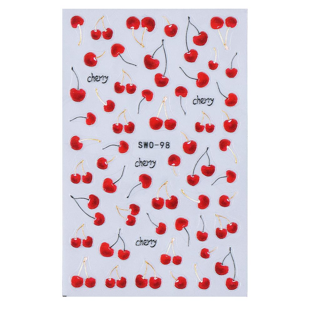 1 шт. 3D Супер Милые Сочные Вишневые Наклейки для Нейл-арта, Фруктовые Наклейки для Ногтей DIY, Самоклеящиеся, Декор для Ногтей DIY, Аксессуары для Нейл-арта, Материалы для Ногтей SWO-98