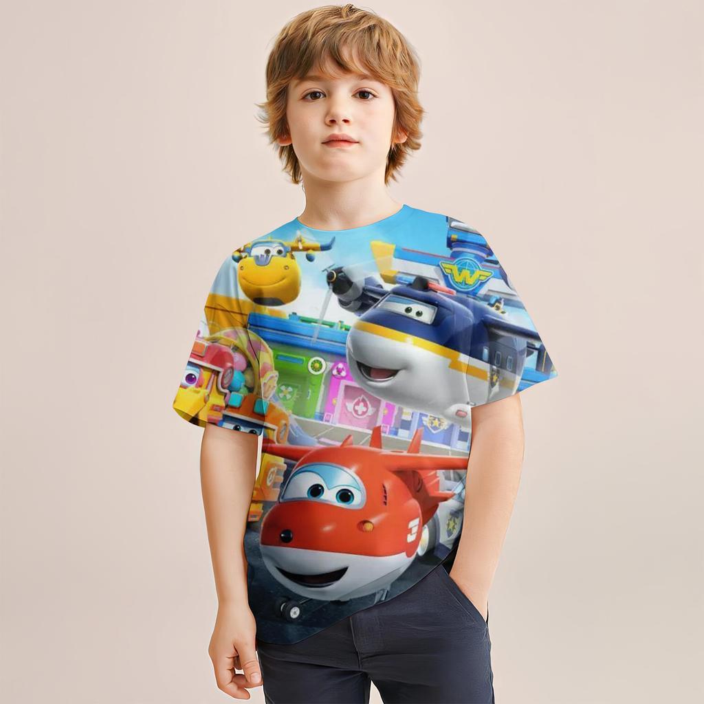Super Wings Kids T-shirt Cartoon Print Clothing Birthday Cool Fashion Trendy Casual Party