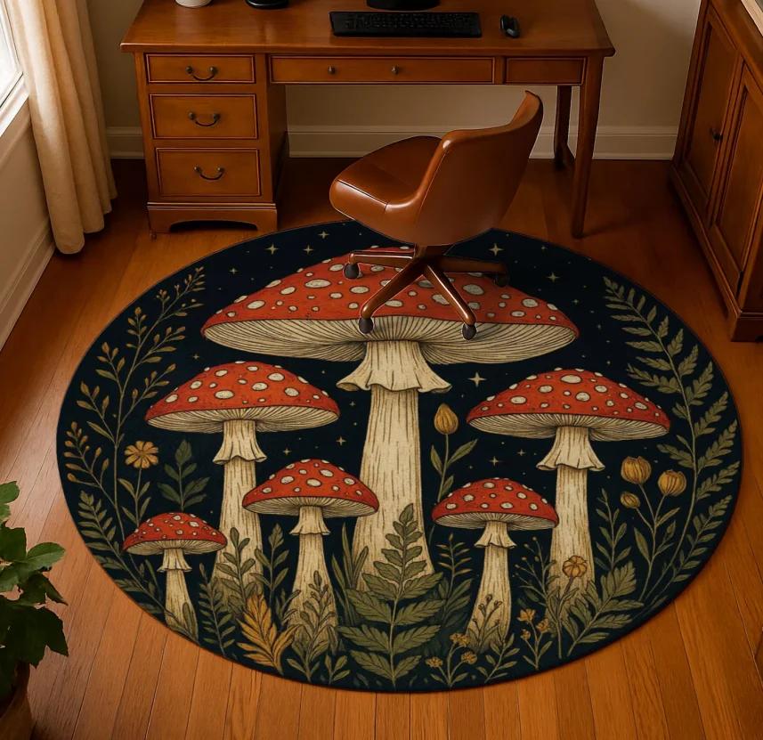 Kouzelný les Kouzelný les Kulatý koberec Éterický Mystický Academia Folklorem inspirovaný Vílí jádro Domácí akcentový koberec Kouzelná rozvernost