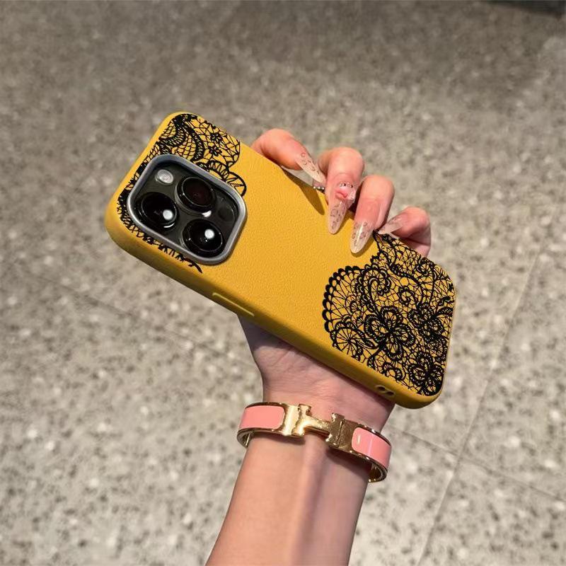 Black Pattern Phone Case for iPhone 14, 15, 16 Pro & 17 Pro - High-End Creative Design