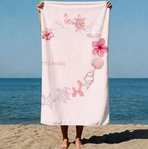 Ocean Waves Striped Collage Watercolor Hand-Painted Style Beach Towel Quick Dry Sand Proof Towel Lightweight Summer Bath Towel