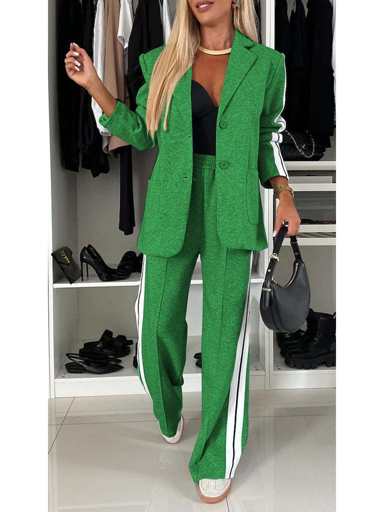 2024 Autumn/Winter Women's Long-Sleeve Turn-Down Collar Casual Suit Set