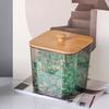 Laundry Room Storage Box With Bamboo Lid For Laundry Powder Home Living Room Coffee Table Desktop Creative Cotton Swab Box