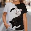 Clothes for Girls 3D Print Cute Cat Crew Neck Graphic T Shirts Summer Play Streetwear Kawaii Girl Outdoor Clothes for Children