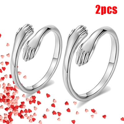 2026 Valentine's Day Gift Love Hug Open Ring Retro Simple Rings Letter Finger Ring Unisex Adjustable Size Ring Jewelry Gift
