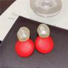 French Vintage Irregular Pearl Leather Geometric Earrings S111 Silver Needle Circle Stud Earrings Premium Temperament Earrings