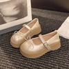 Bow women Mary Jane single shoes spring and summer new sweet buckle high-end leather shoes heightened and thin women's shoes
