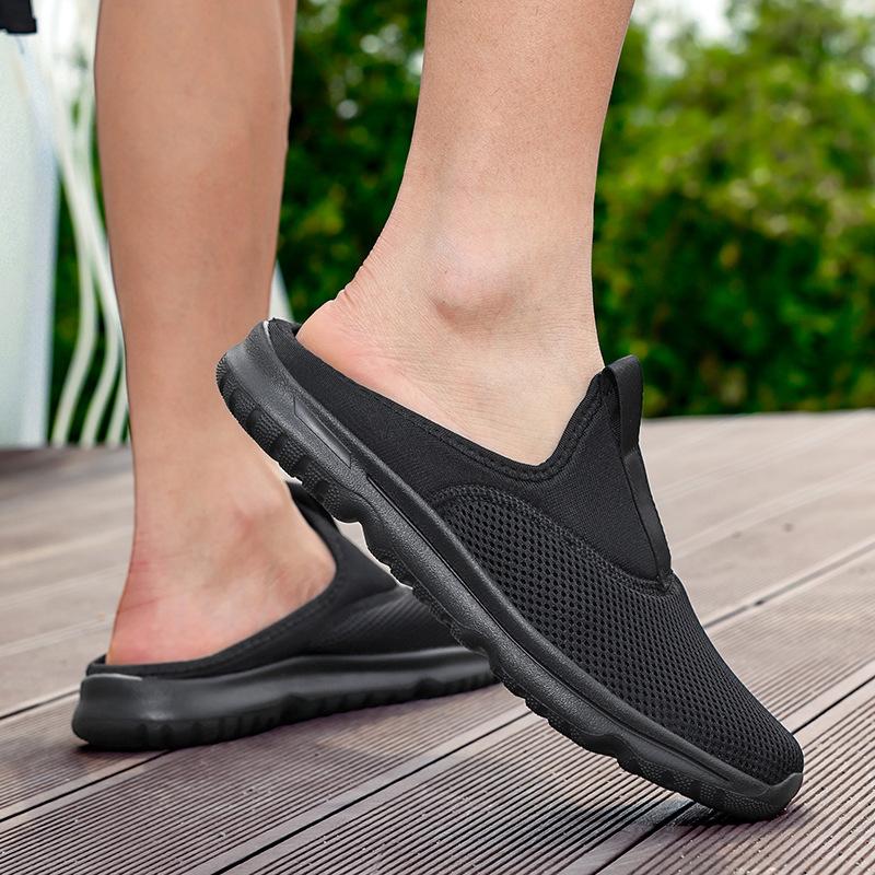 Large size 48 breathable mesh breathable half slippers, light and one-pedal sports and leisure shoes for summer wear