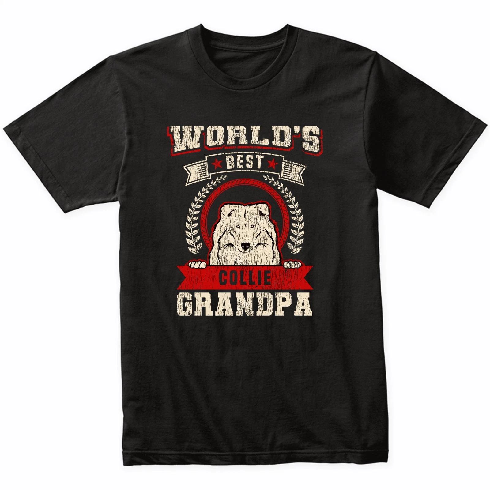 World s Best Collie Grandpa Dog Breed T-Shirt - Collie Shirt XL