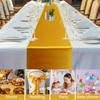 Pachet de 10 alee de masă din satin 12 x 108 inci lungime, negru, aur, pentru nuntă, petrecere de aniversare, decorațiuni din țesătură netedă de mătase