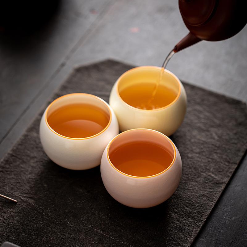 Jade Fat Ru Porcelain Meditation Cup | Ceramic Kung Fu Tea Set Master Cup - Large Ru Kiln Single Cup with Open Piece Raisable