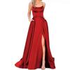 Kleid Europäisch und Amerikanisch neues Temperament langes Kleid kleiner Schlepp Träger einfarbig Bankett Abendkleid Rock