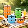 Metal Food Storage Container Stackable Insulated Lunch Box with Handle, Stainless Steel Interior Easy Cleaning Healthy Meal Prep Design, Leak-Proof
