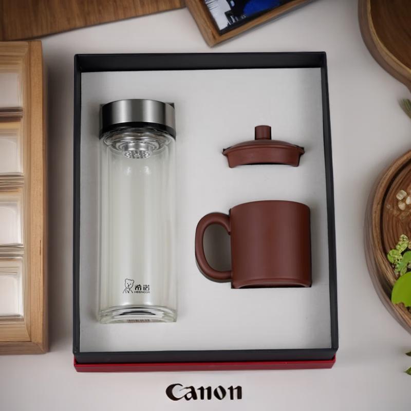 Xinuo Double-Layer Glass & Yixing Zisha Tea Cup Gift Set