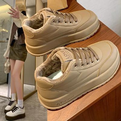 Fashion Women Winter Plus Cashmere Plush Warm Sneakers New Fashion Casual Sports Shoes Female Thick Sole High Top Increase Sports Shoes