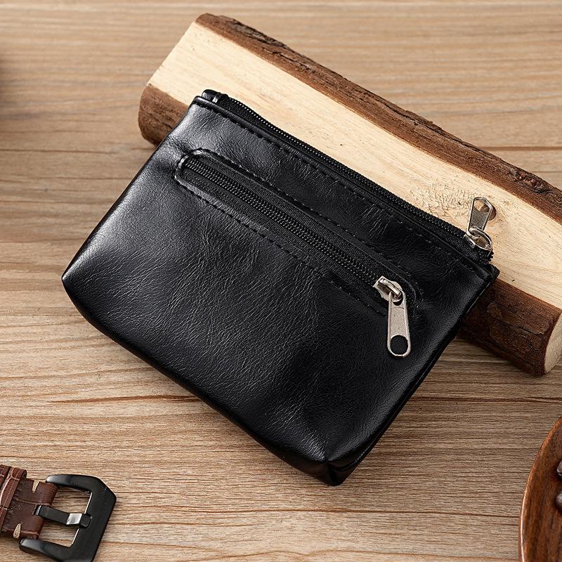 

Card Holder Simple Zipper Design Leather-like Small Wallet Business Card Holder Suitable for Public Transportation Cards Keys чёрный
