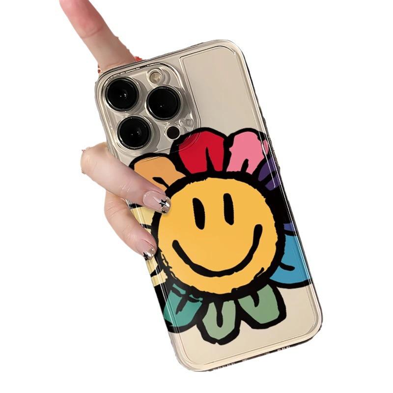 Cream Soft Colorful Sunflower Phone Case for iPhone 6s/7/8/11/12/13/14/15 Pro Max