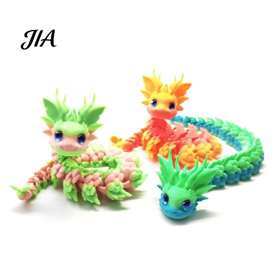 Kawaii Cherry Blossom Decor 3D Printed Articulated Dragon Fidget Toy, Cute Ornaments, Desk Toys for Anxiety Relief Stress Toy Adults, Fantasy
