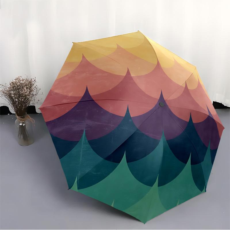 1pc Wave Pattern Automatic Open/Close Umbrella - Compact Travel Umbrella, Gift for Birthday, Holiday yy260106056