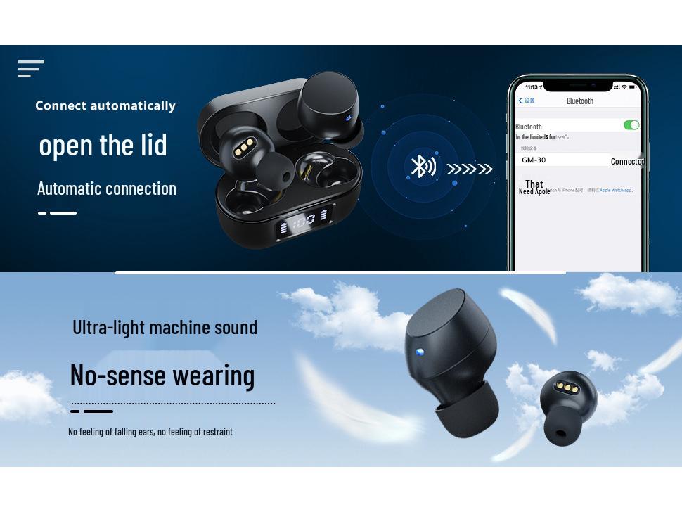 5.3 In-ear TWS Mini True Wireless Bluetooth Sports Earbuds - Long Battery Life & Noise Cancelling