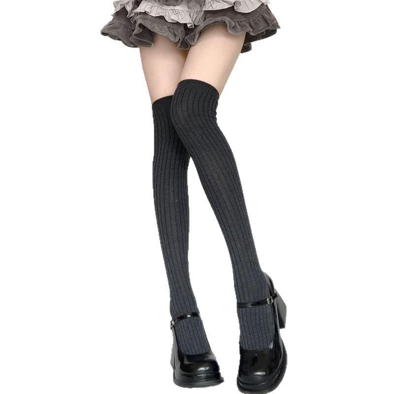 Solid Color Knee Socks, Girls Junior High School Bottom Socks, Lolita Skirt Jk Pleated Skirt Stockings