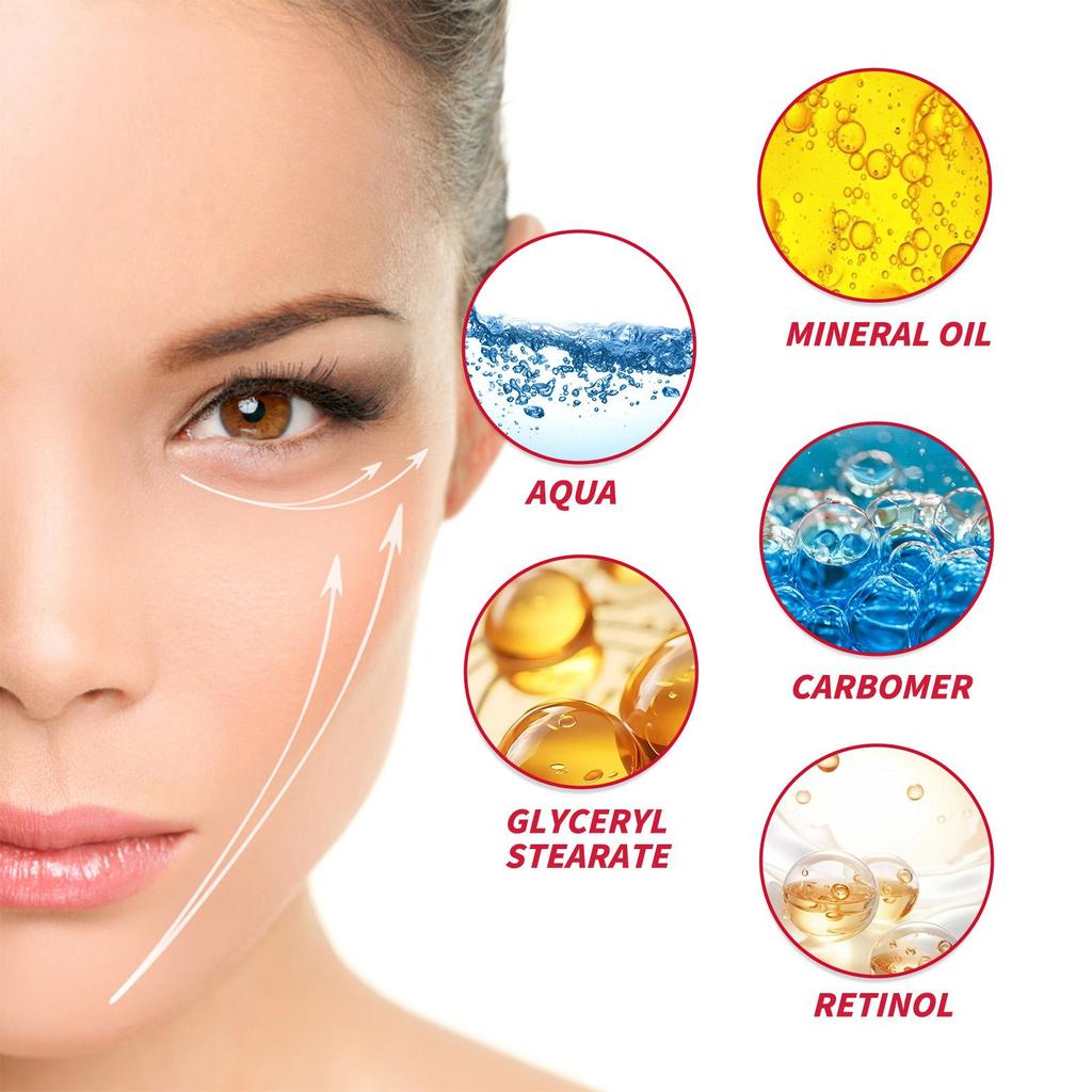 OUHOE Retinol Wrinkle-Reducing Eye Cream, firms and reduces fine lines, fades dark circles, brightens the eyes. Suitable for the eye area, 3g