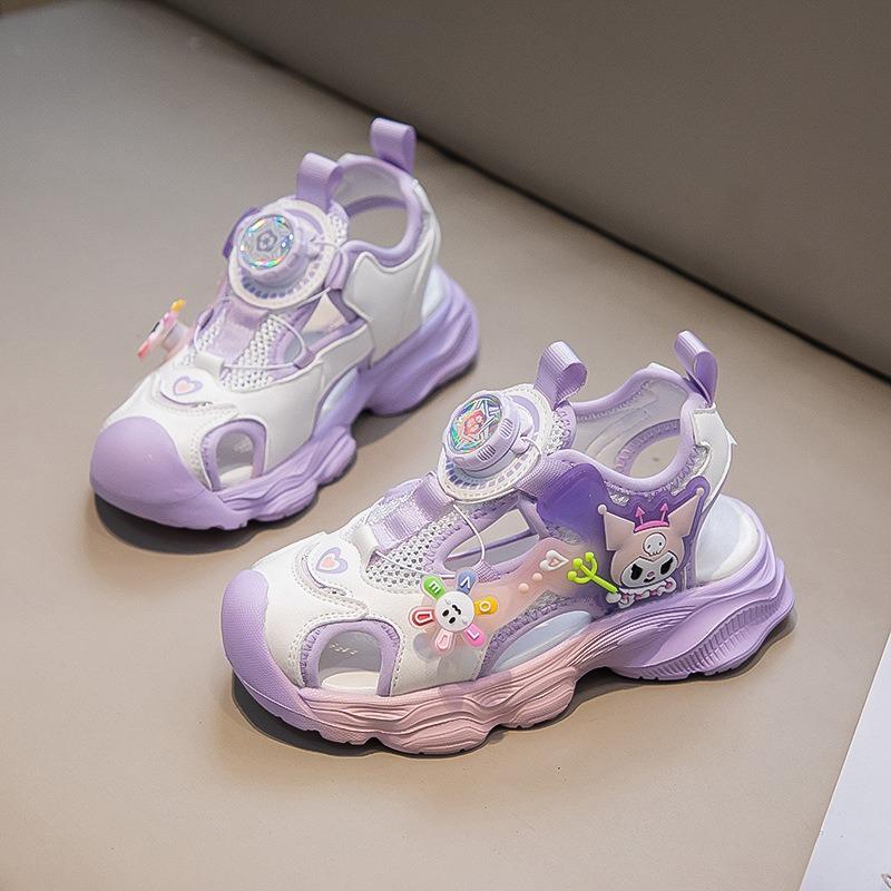 Children's Closed-Toe Sandals Stylish Kuromi Pattern Princess Shoes for Girls, Toddler & Youth Sport Sandals, Student Footwear