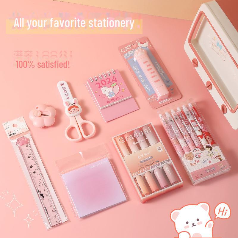 Conjunto de papelaria de alto valor para o ensino fundamental - Caixa de presente multifuncional para a volta às aulas