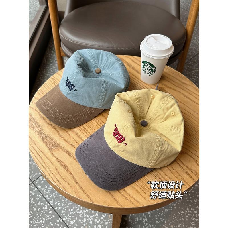 Niche Contrasting Color Design Cap Personality Fashionable Outdoor Retro Sports Hat Soft Top Baseball Cap Men and Women