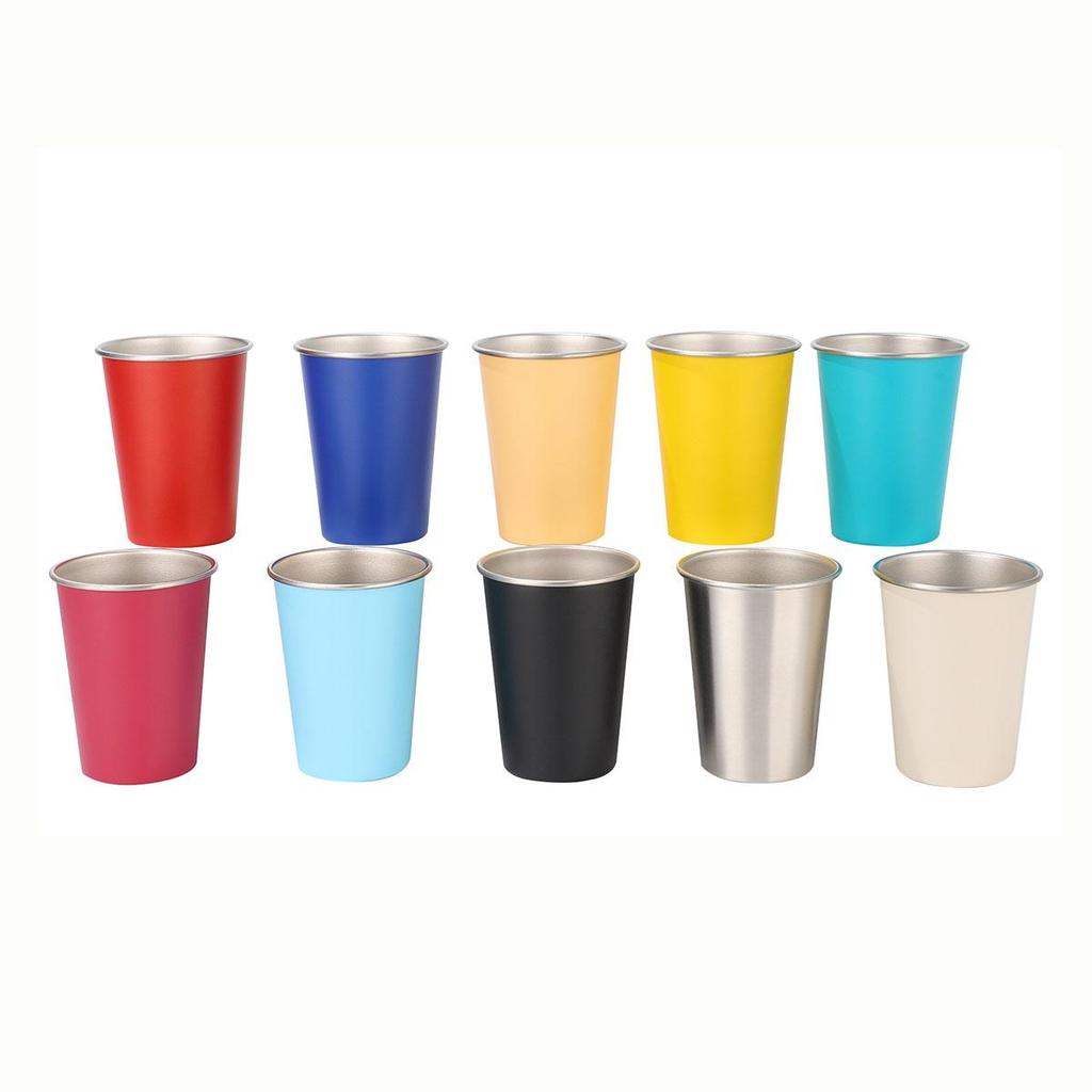 Stainless Steel Cups 350ml (5 Pack) Children Adult Stainless Steel Coffee Cups Stackable Durable Metal Drinking Glasses for Home Party Camping Outdoor