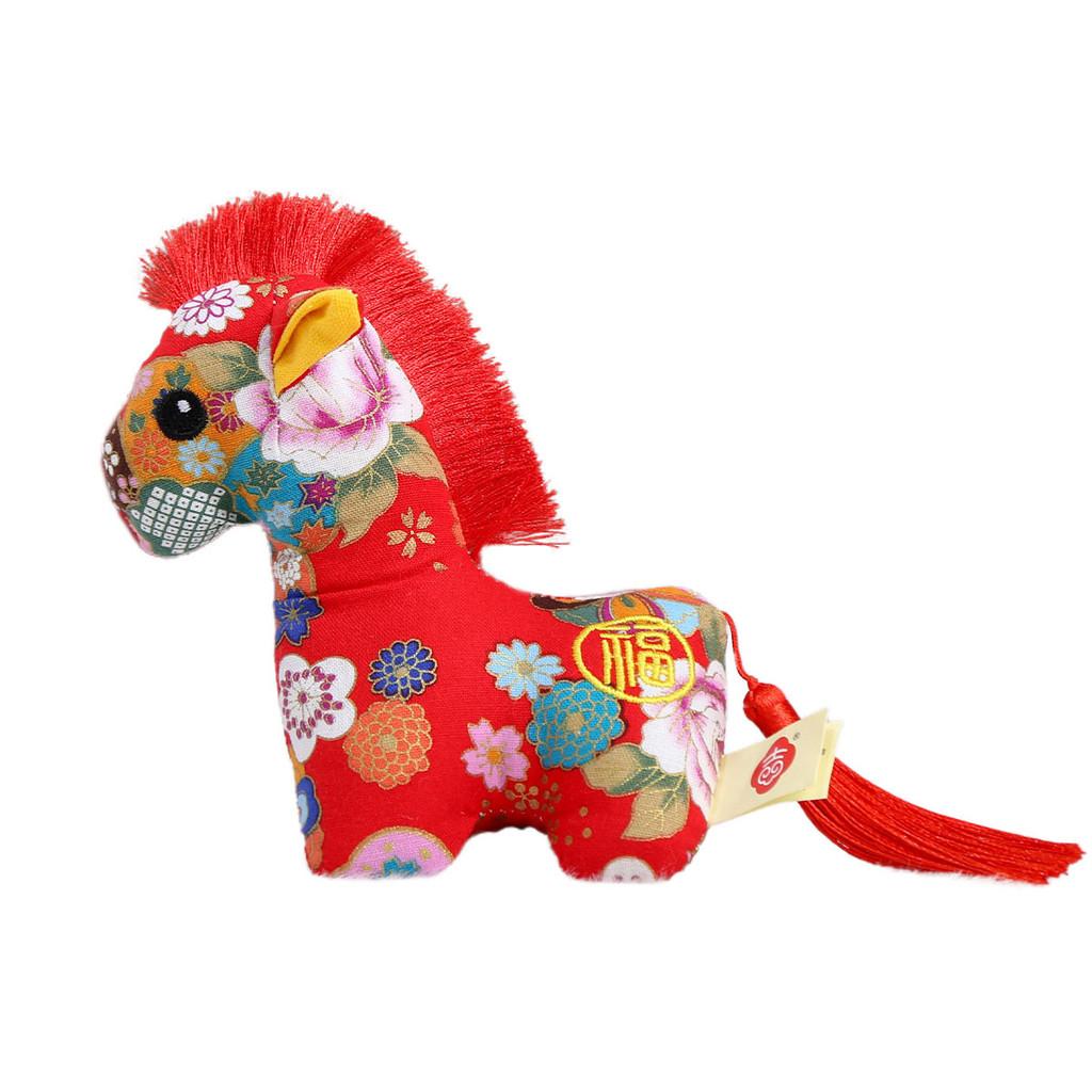 Chinese Zodiac Horse Plush Toy With Flower Pattern And Pp Cotton Filling For Lunar New Year Gift