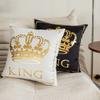 Black and White Two-color Crown Hot Stamping Pillowcase Letter Print Home Sofa Bedside Cushion Bay Window Pillow