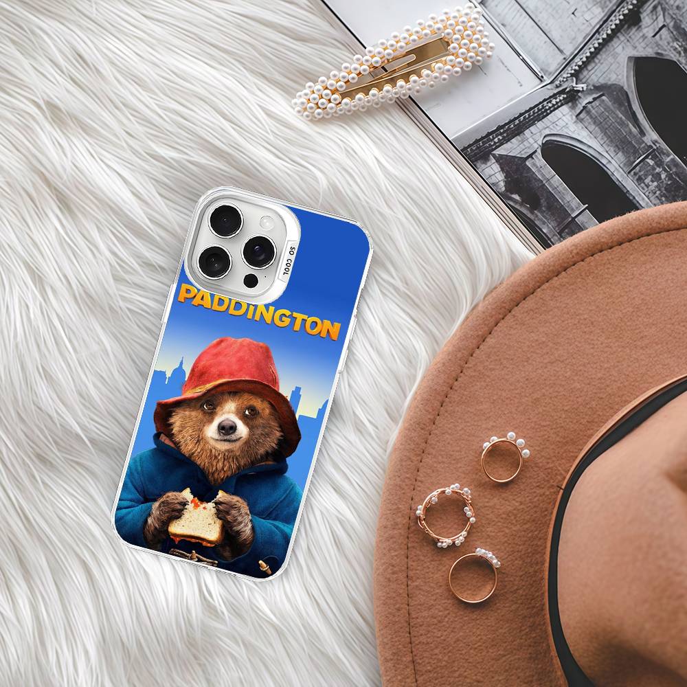 Cute P-Paddington B-BearS Colorful Phone Case Silver Suitable For iPhone 12 11 13 14 15 16 17 Max Pro Plus X XR XS