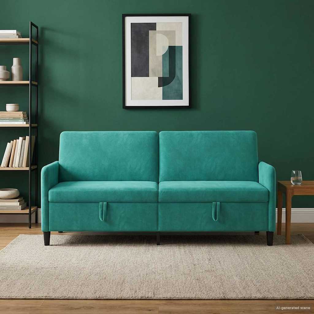 Storage Sofa In Turquoise 192 X 78 X 87 Cm Polyester