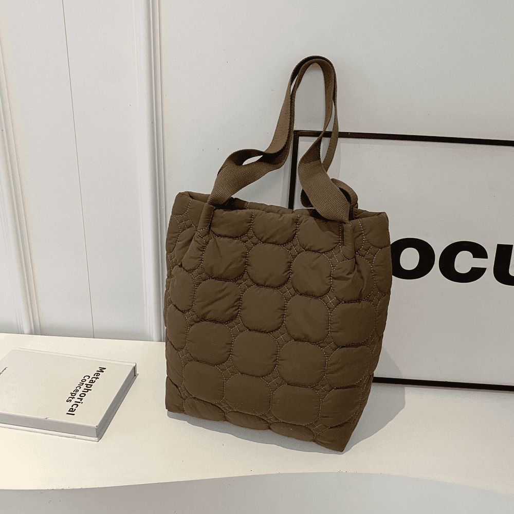 High-Capacity Tote Bag Women 2026 Fashi New Simpe Fashi Autumn Winter Cott Filling Office Lady Women Bag коричневый